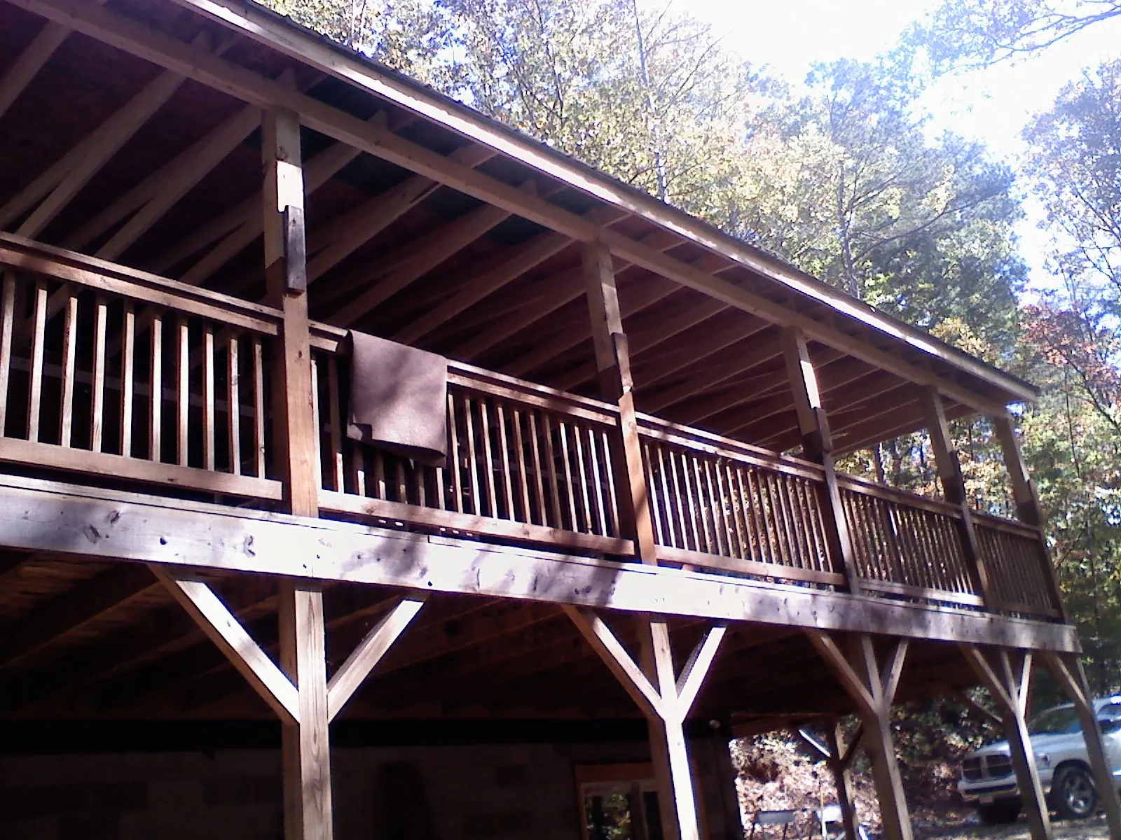 Timber framing under a new elevated porch and deck — Roof Leak Repair in Mandan by Roofing Brothers